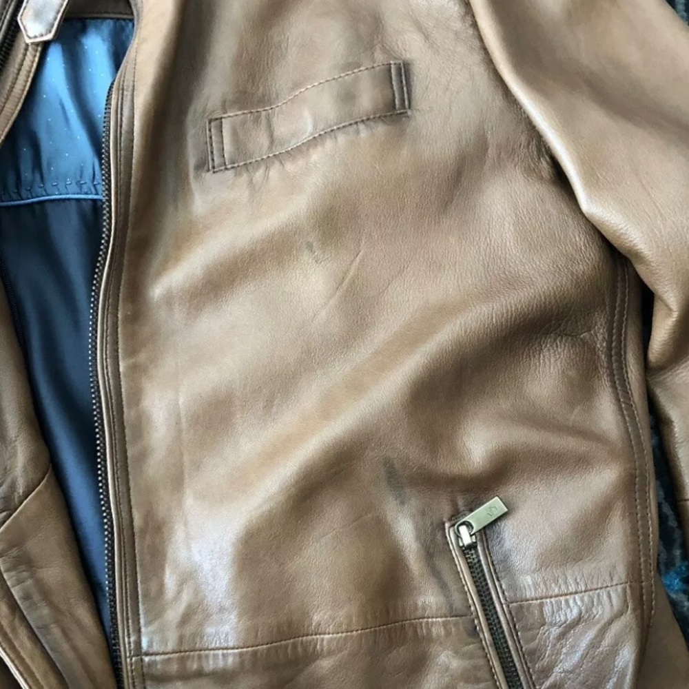 MASSIMO DUTTI MEN'S LEATHER JACKET XL BROWN - Picture 7 of 8